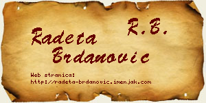 Radeta Brdanović vizit kartica